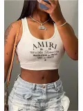 Women's Fashion Sexy Letter Printed Women's Trendy Sleeveless U-Neck Vest U-Neck