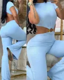 Spring Autumn Women's Sexy Round Neck Low Back Slim Butt Lift Solid Color Jumpsuit Sportswear