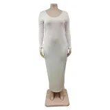 Plus Size Women Sexy Solid V-Neck Dress