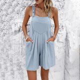 Women Spring/Summer Casual Chic Solid Overalls Shorts