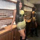 Summer Women's Fashionable Pu Vest High Waist Contrast Color Bodycon Skirt Two Piece Set