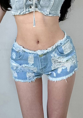Sexy Low Waist Ripped Denim Shorts