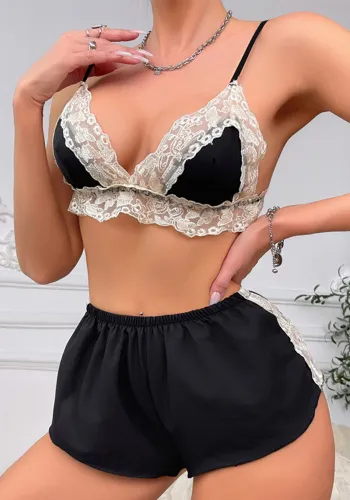 Homewear Sexy Embroidery Lingerie Set Comfortable Sleepwear