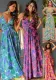 Spring And Summer Fashionable Women's Strap V-Neck Printed Chic Elegant A-Line Dress