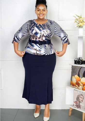 African Plus Size Women's Printed Dress