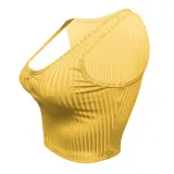 Women's Summer Casual Ribbed Tops Sexy Solid Color  Buttoned Vest