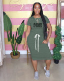 Women Short Sleeve Solid Print Dress