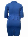 Stylish Plus Size Slim Career Top And Skirt Two Piece Set