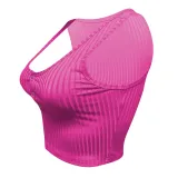 Women's Summer Casual Ribbed Tops Sexy Solid Color  Buttoned Vest