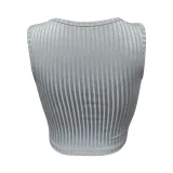Women's Summer Casual Ribbed Tops Sexy Solid Color  Buttoned Vest