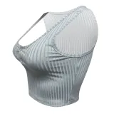 Women's Summer Casual Ribbed Tops Sexy Solid Color  Buttoned Vest