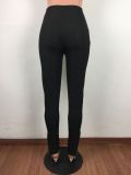 Women's Fashion Solid Color Tight Fitting Zip High Waist Casual Micro Slit Bell Bottom Sweatpants