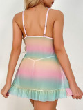 Sexy Rainbow Strap Slit Nightgown