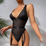 Sexy Lingerie Erotic Women's Strap See-Through One-Piece Bodysuit