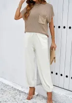 Women's Spring/Summer Chic Casual Solid Color Knitted Two Piece Pants Set
