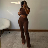 Spring Sexy Slim Crop Short Sleeve T-Shirt High Waist Tight Fitting Casual Pants Two Piece Set
