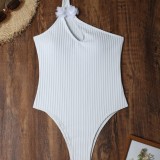 Solid Color One-Piece Flower One-Piece Swimsuit