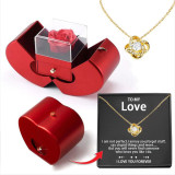 Preserved Flower Gift Box Four-Leaf Clover Necklace Female Apple Box Set Mother's Day Gift