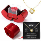 Preserved Flower Gift Box Four-Leaf Clover Necklace Female Apple Box Set Mother's Day Gift