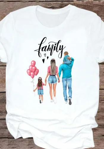 Women's Mother's Day Short-Sleeved T-Shirt Round Neck Printed Top