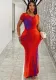 Women's Fashion Print Round Neck Short-Sleeved Casual Trendy Dress
