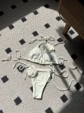 Women Solid Rose Drawstring Lace-Up swimwear Bikini Two Pieces