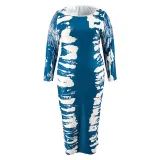 Plus Size Women Off Shoulder Long Sleeve Dress