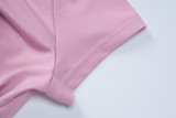 Women's Summer Fashion Solid Color Slim Fit Zipper Short Sleeve Jumpsuit