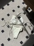 Women Solid Rose Drawstring Lace-Up swimwear Bikini Two Pieces