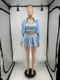 Women's Solid Color Shirt Vest Skirt Three-Piece Set