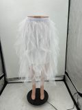 Women irregular mesh skirt