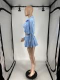 Women's Washed Printed Shirt Vest Pleated Mini Skirt Three-Piece Set