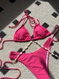 Women Solid Sexy Shell Chain swimwear