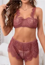 Women lace See-Through Sexy Lingerie two-piece set