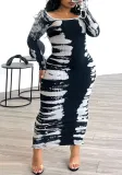 Plus Size Women Off Shoulder Long Sleeve Dress