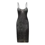Summer Sexy See-Through Sequined Skirt Slim Fit Party Dress