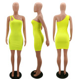 Summer Women's Solid Color Sexy Single Ribbed Bodycon Dress