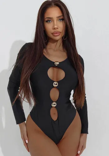 Women hollow sexy long sleeve one-piece swimwear