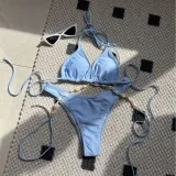 Women Solid Sexy Shell Chain swimwear