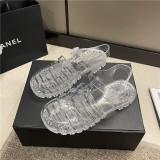 Women's Trendy Summer Crystal Transparent Thick-Soled Sandals Fashionable Beach Non-Slip Sandals Slippers