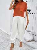 Women's Spring/Summer Chic Casual Solid Color Knitted Two Piece Pants Set