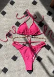 Women Solid Sexy Shell Chain swimwear