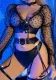 Leather Heart Print Mesh Garment See-Through Sexy Long Sleeve Erotic Lingerie Bra Set