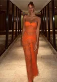Summer Women's Fashionable And Sexy Lace See-Through Bodycon Dress