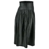 Plus Size Women's Pu Leather Patchwork Long Skirt With Pockets