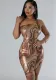 Women's Printed Slash Shoulder Sleeveless Slim Fit Dress