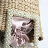 Pearl Straw Bag Cattail Woven Bag Holidays Beach Tote Bag