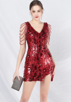 Colorful Beading Sequin Short Party Dress