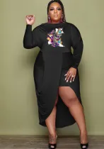 Slim Plus Size Solid Color Long Sleeve Sexy Fake Two-Piece Dress