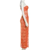 Summer Women's Fashionable And Sexy Lace See-Through Bodycon Dress